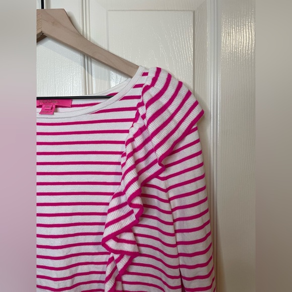 Lilly Pulitzer Ruth Sweater Beach Pink Stripe Tango Size Medium - Picture 4 of 9